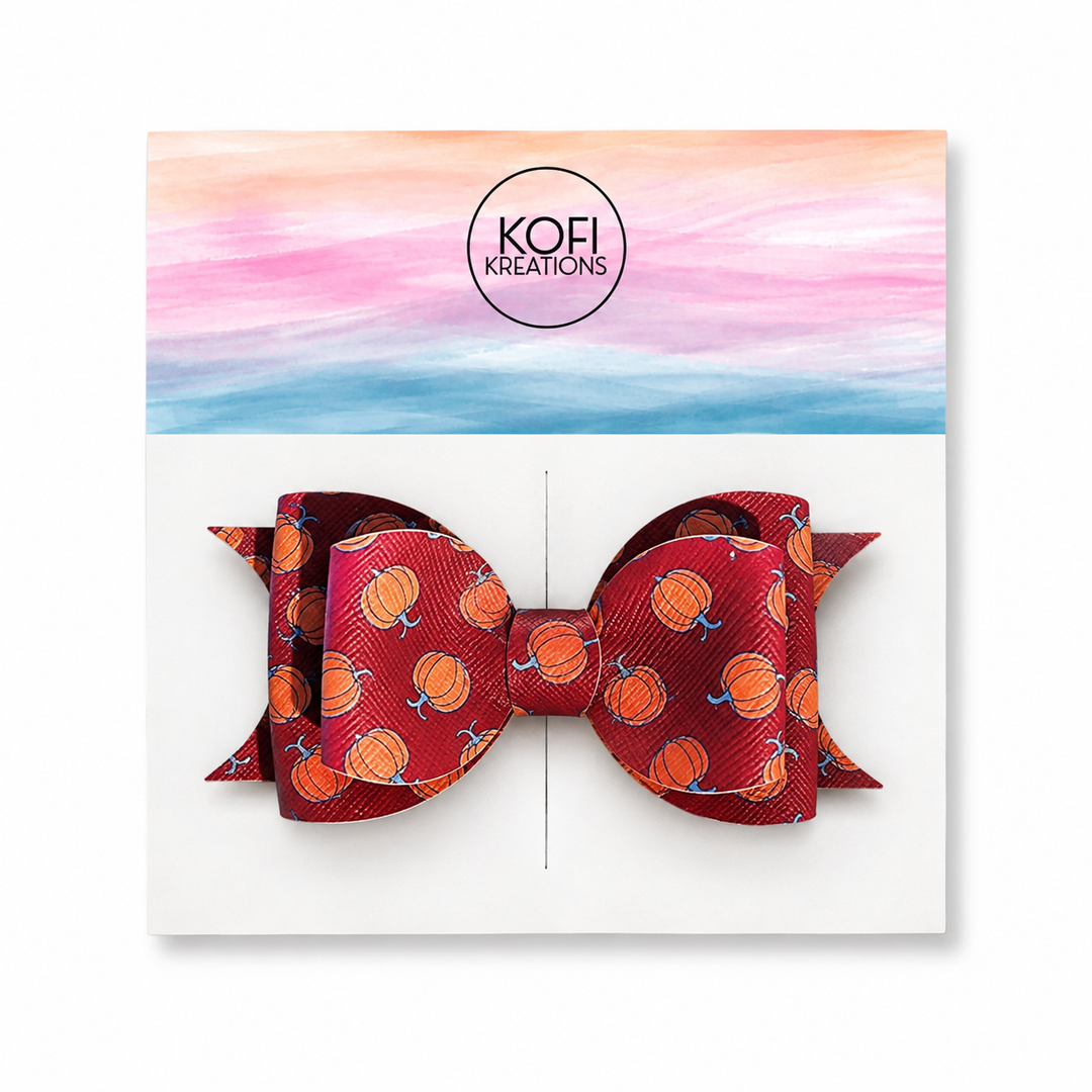 Ella Pumpkin Spice | Faux Leather Hair Bow