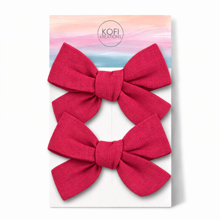 Red | Pigtail Hair Bows