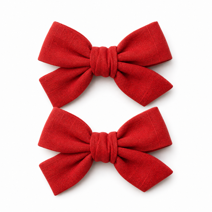 Red | Pigtail Hair Bows