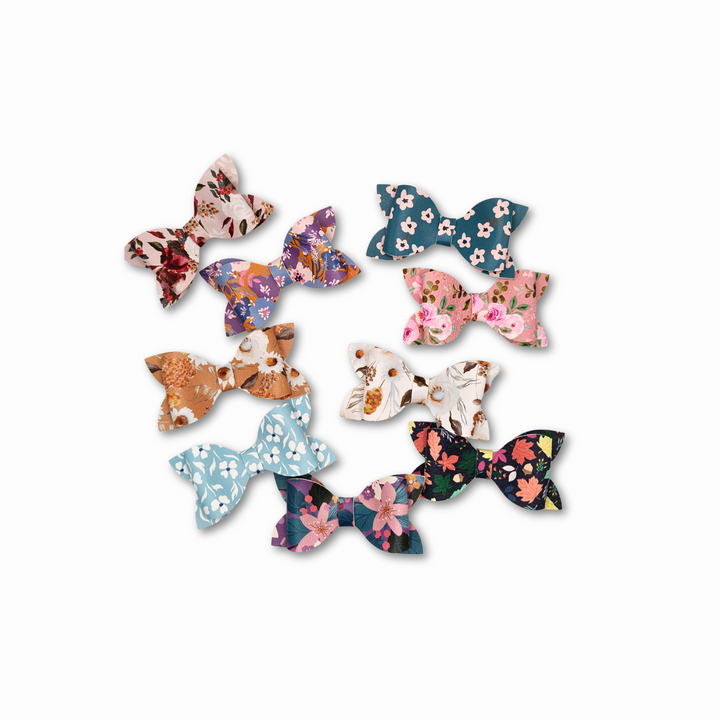 Luna | Spring Flower Faux Leather Hair Bows