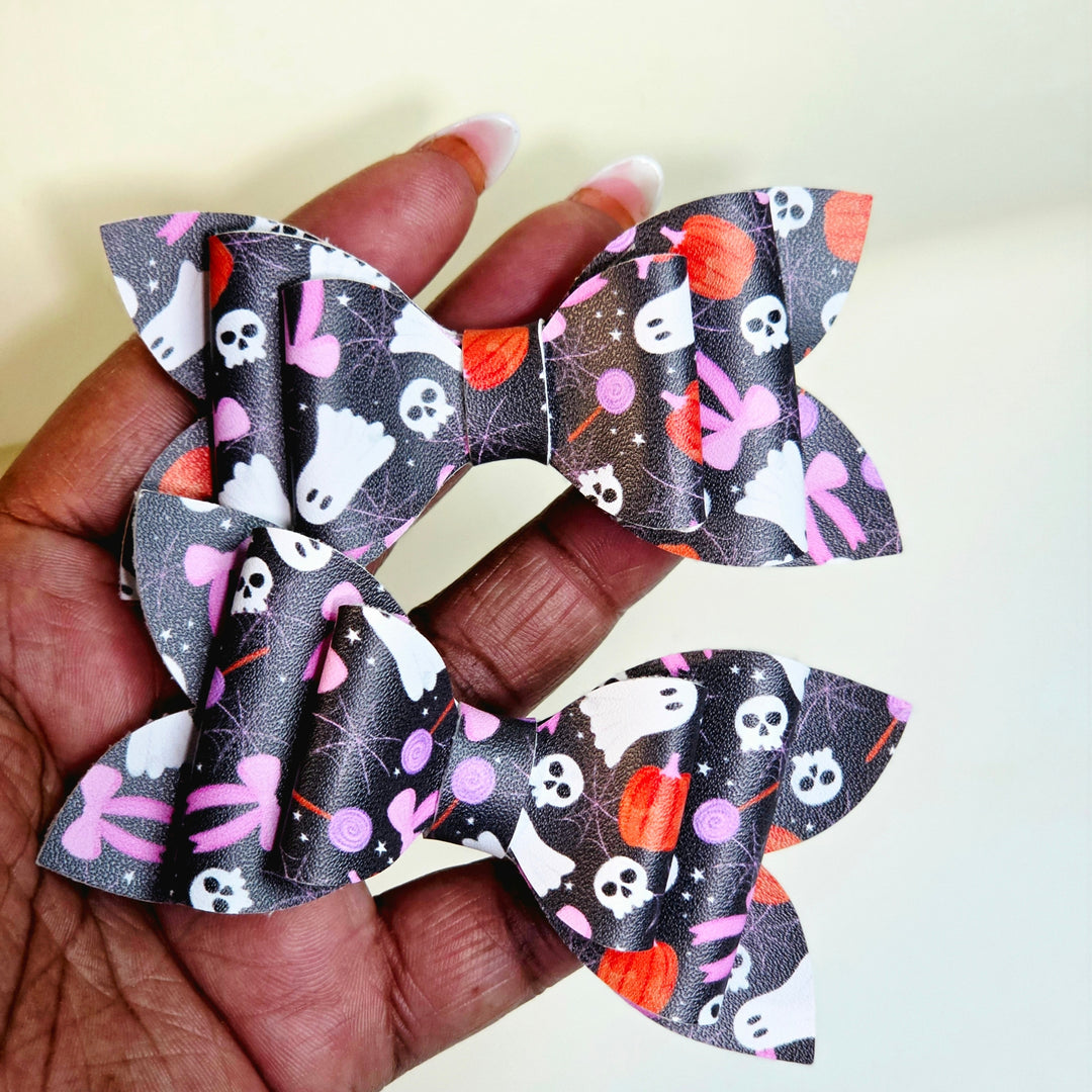 Trick Or Treat Cutie | Faux Leather Hair Bow