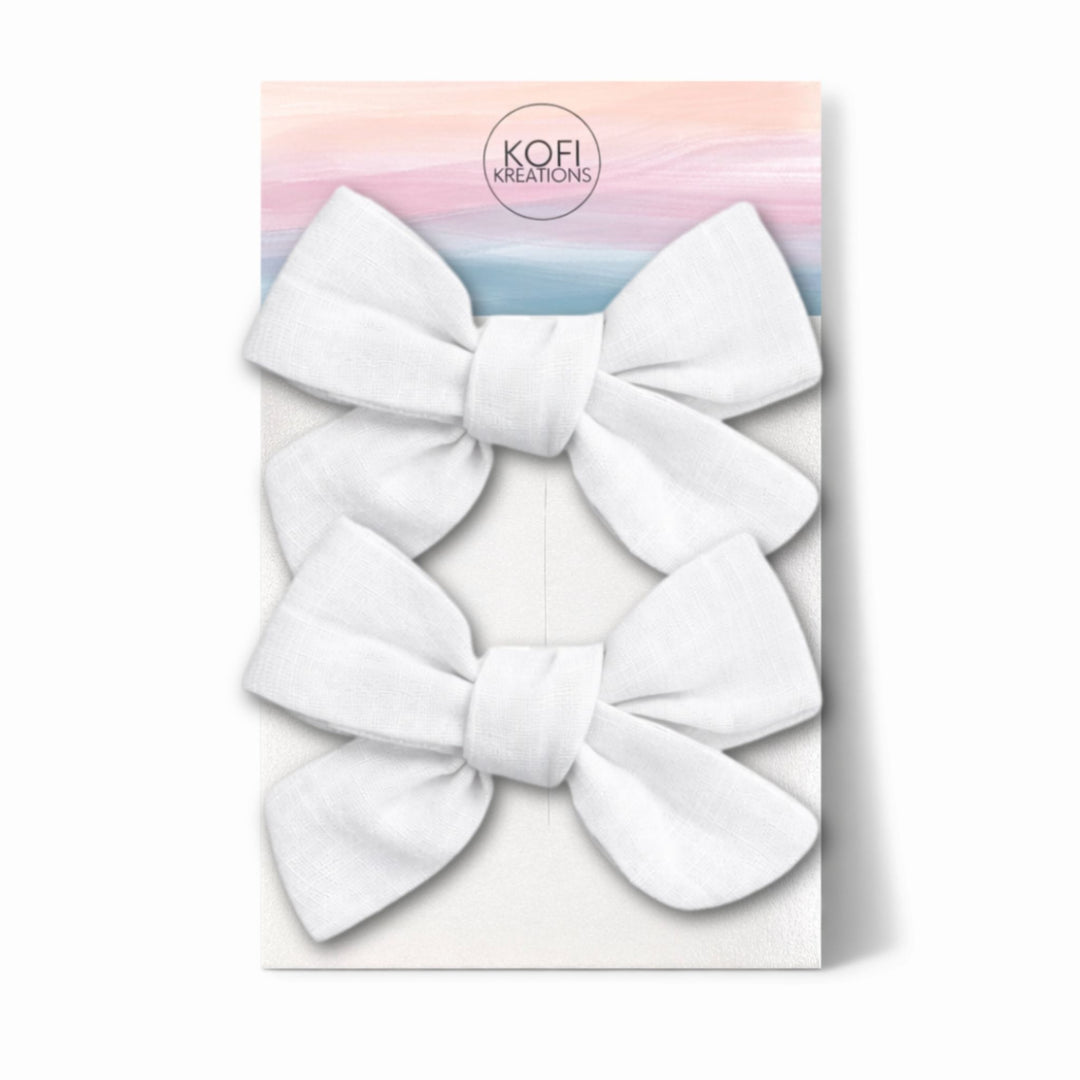 White | Pigtail Hair Bows