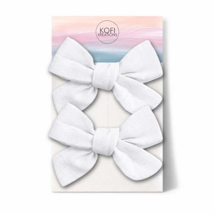 White | Pigtail Hair Bows