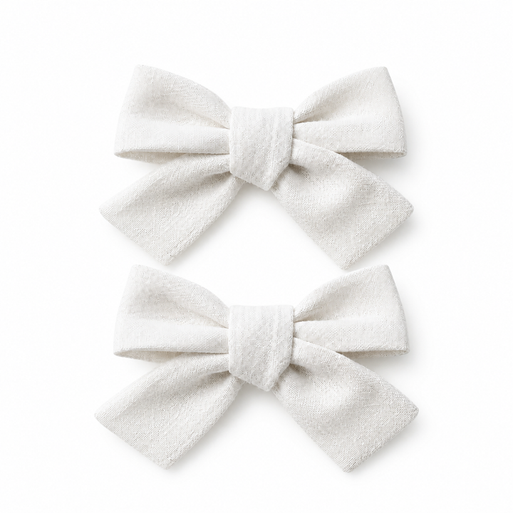 White | Pigtail Hair Bows