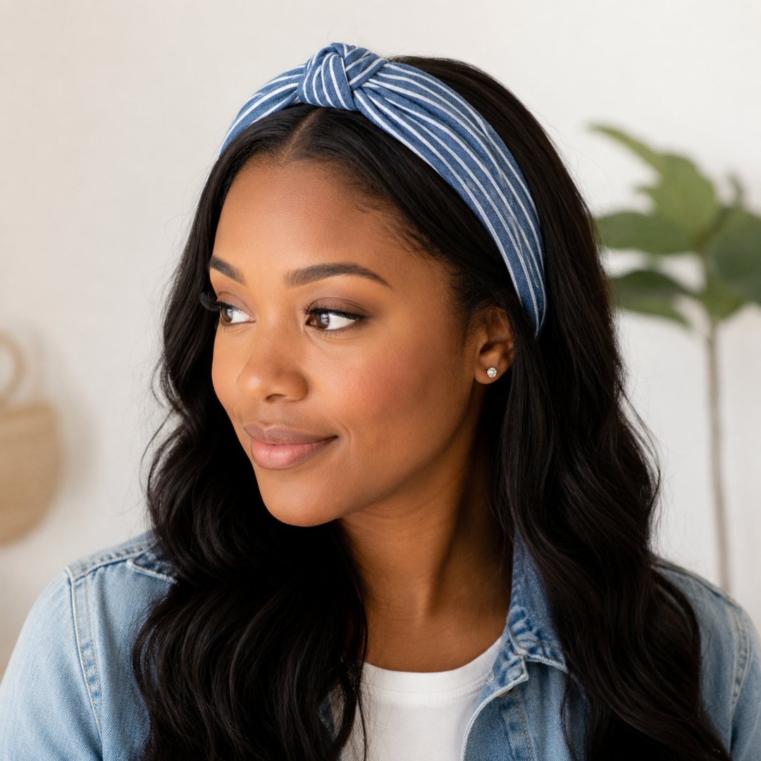 White Stripes | Denim Headband