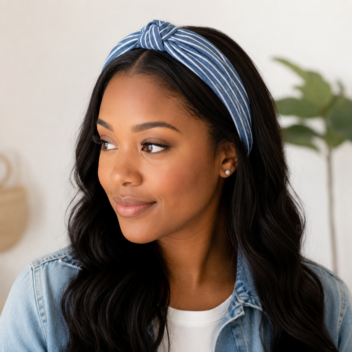 White Stripes | Denim Headband