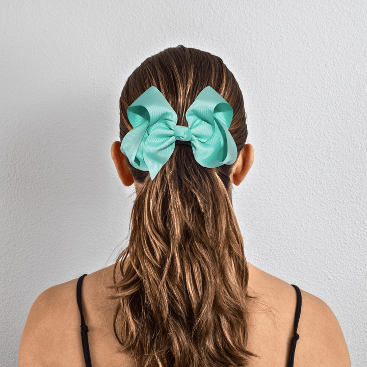 Aqua Grosgrain Ribbon Hair Bow - Kofi Kreations