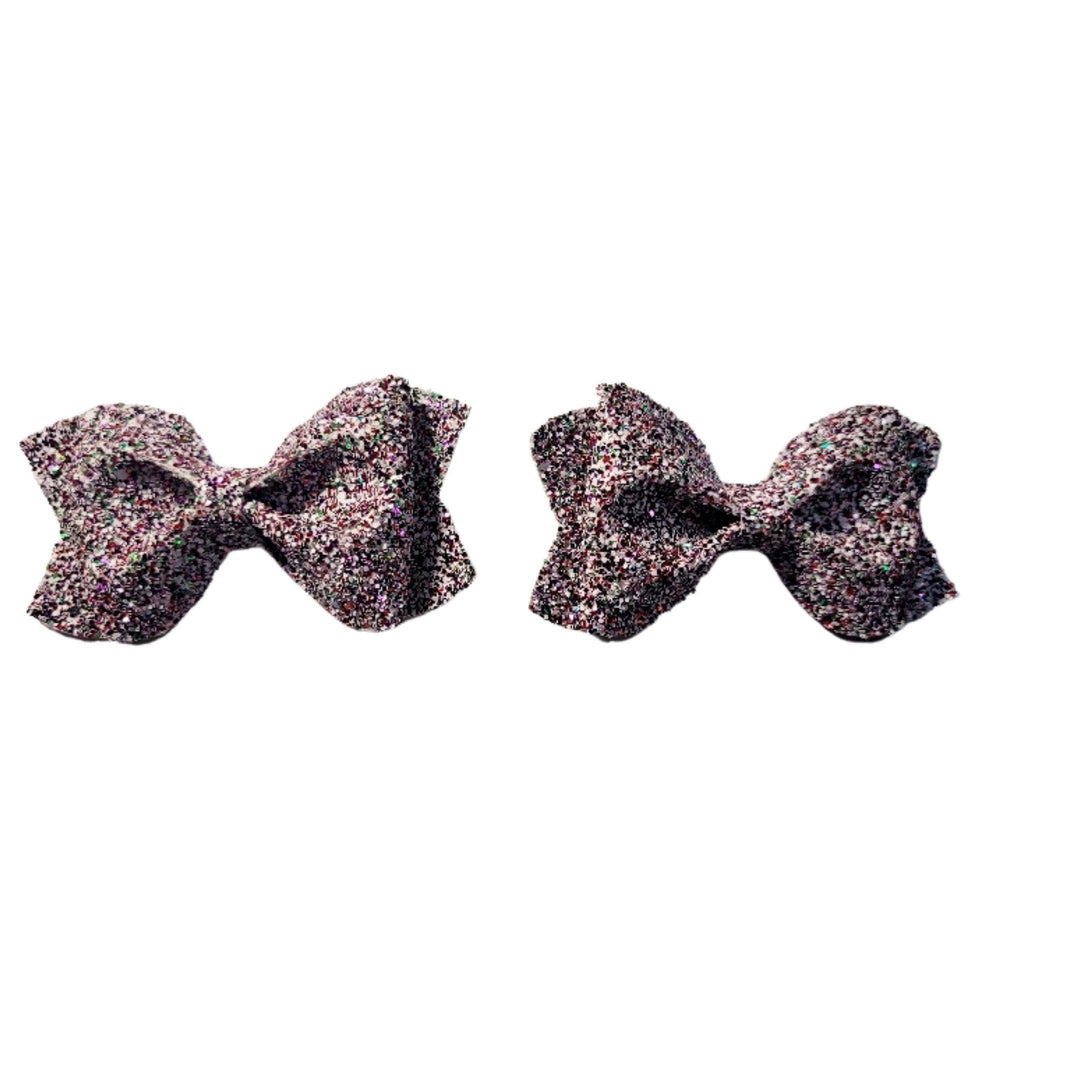 Black Glitter Pinch Hair Bow - Kofi Kreations