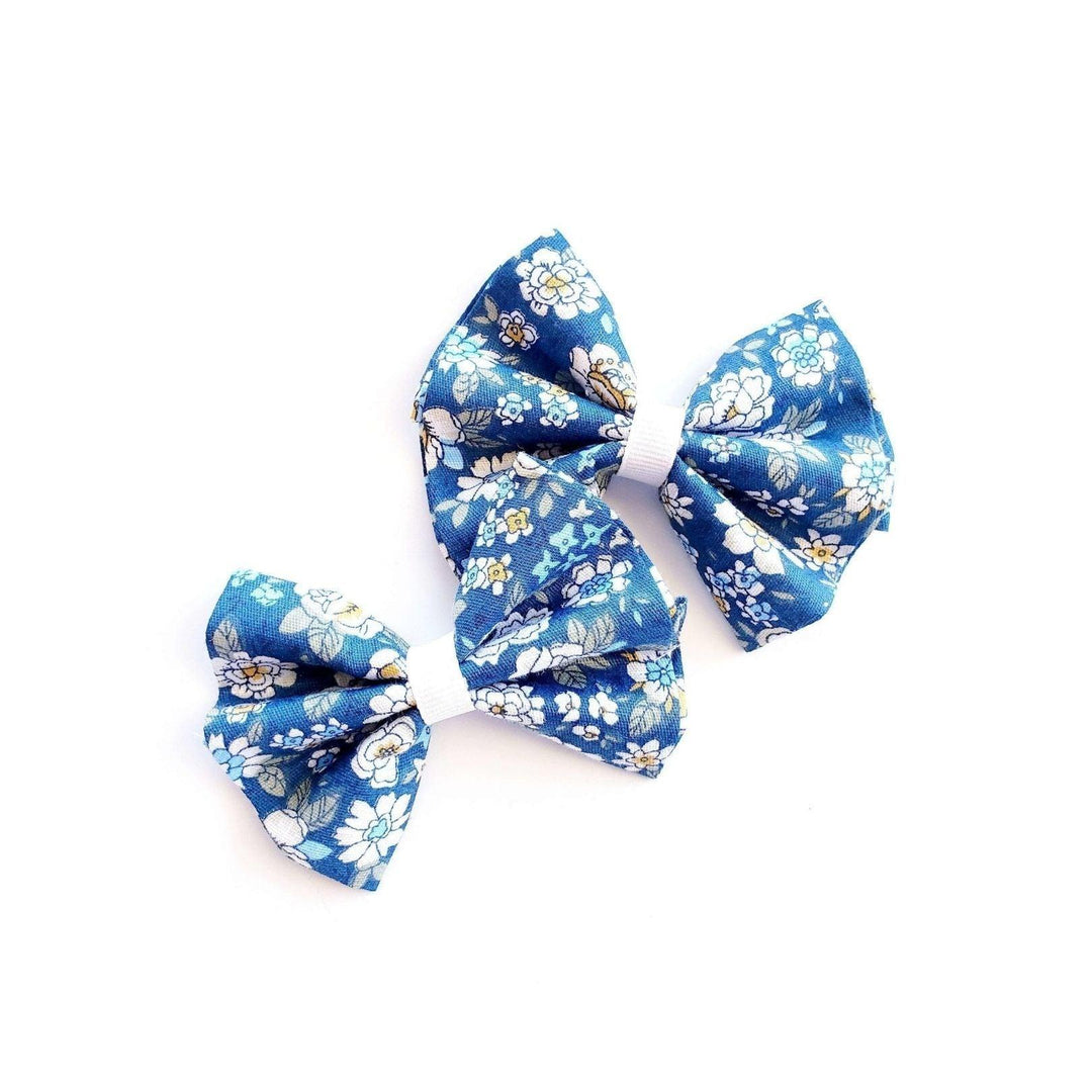 Blue Majestic Flower Hair Bow Clips - Kofi Kreations