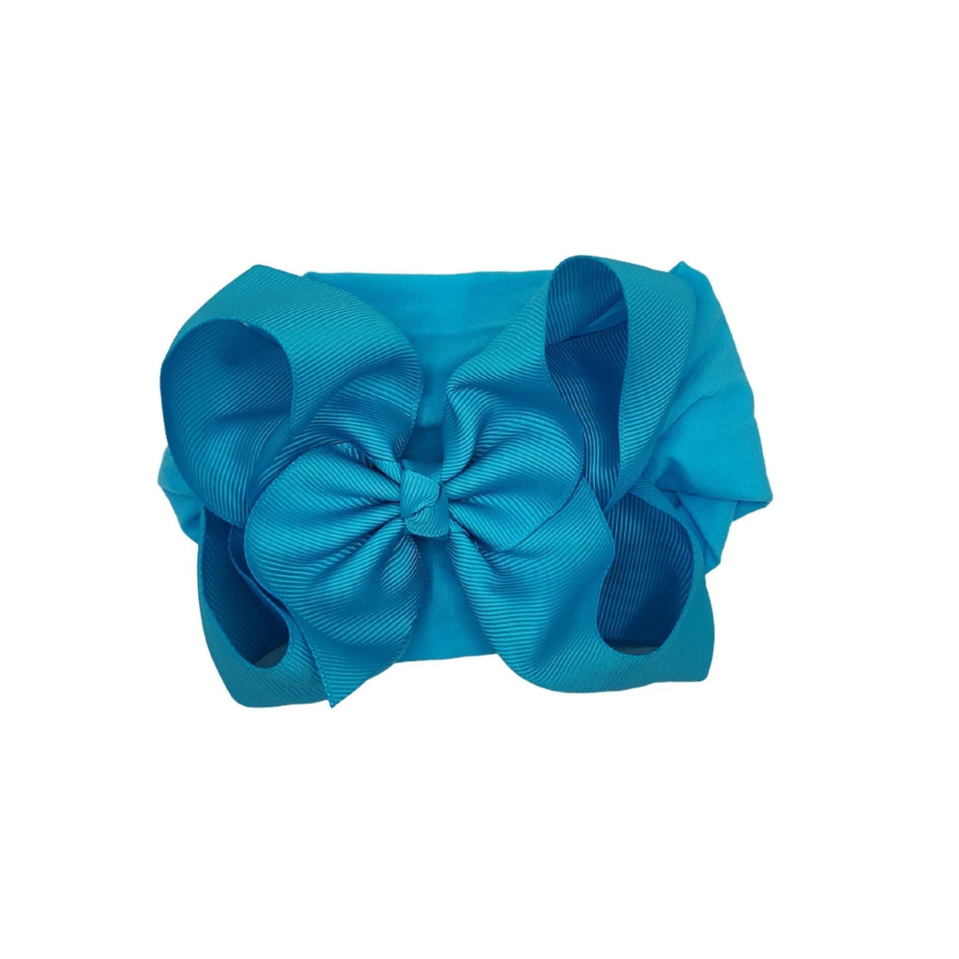 Deep Sky Blue Turban Bow Headband - Kofi Kreations