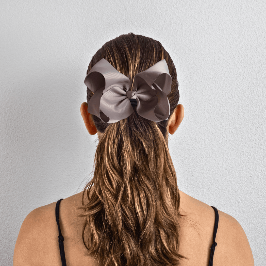 Gray Grosgrain Ribbon Hair Bow - Kofi Kreations