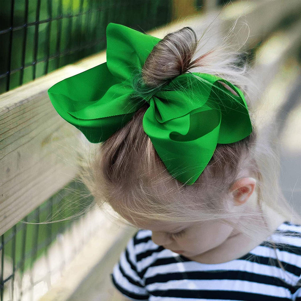 Green Grosgrain Ribbon Hair Bow Clip - Kofi Kreations