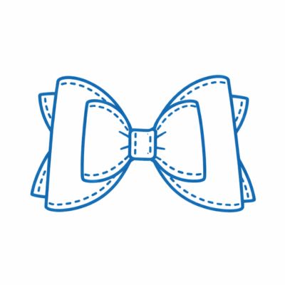 Blue outline of a bow on a white background