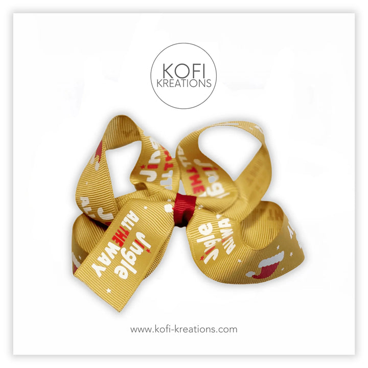 Jingle All The Way Ribbon Hair Bow - Kofi Kreations
