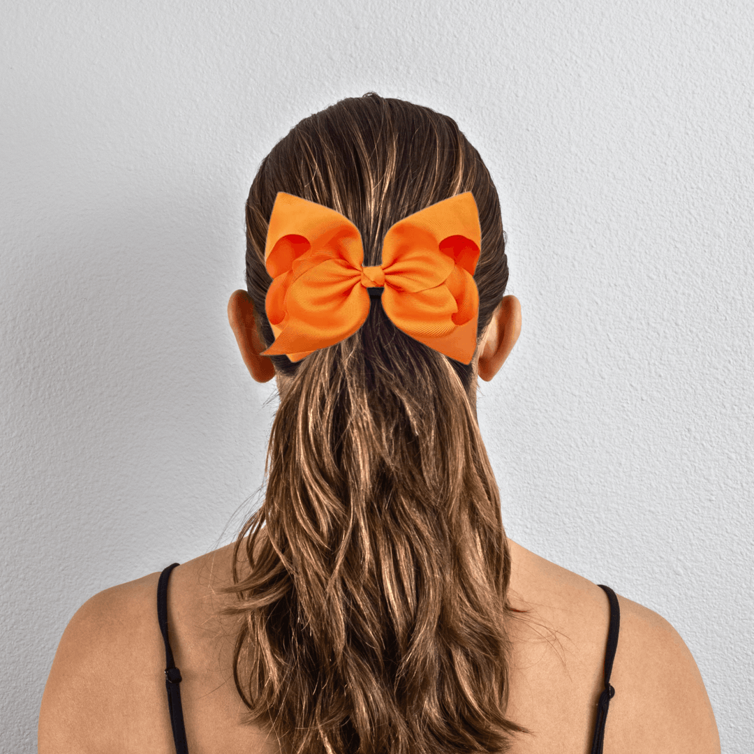 Orange Grosgrain Ribbon Hair Bow - Kofi Kreations
