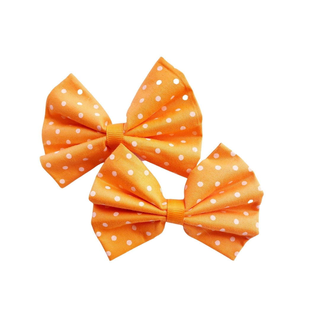 Orange Poke A Dot Hair Bow Clips - Kofi Kreations