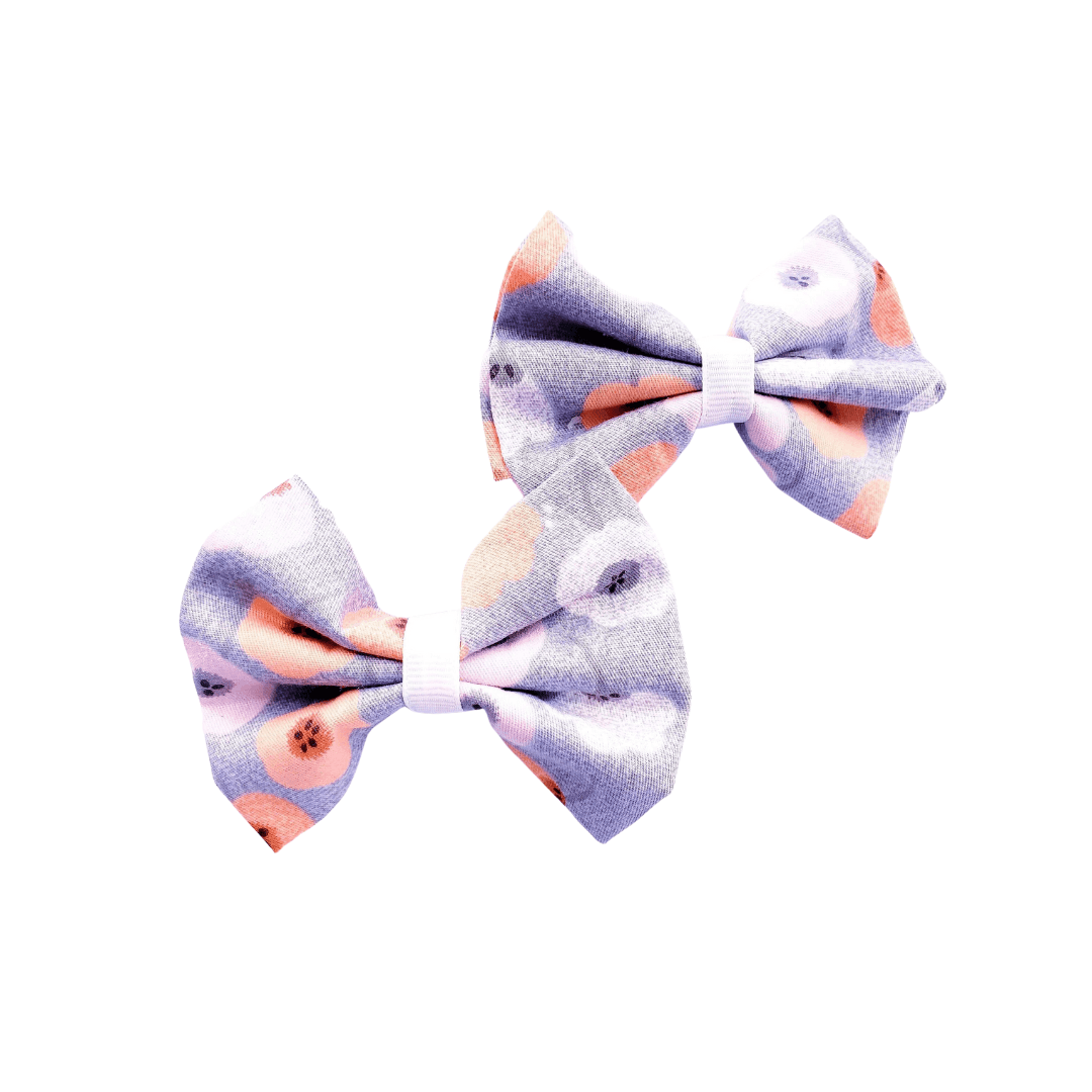Peach Flower Hair Bow Clips - Kofi Kreations