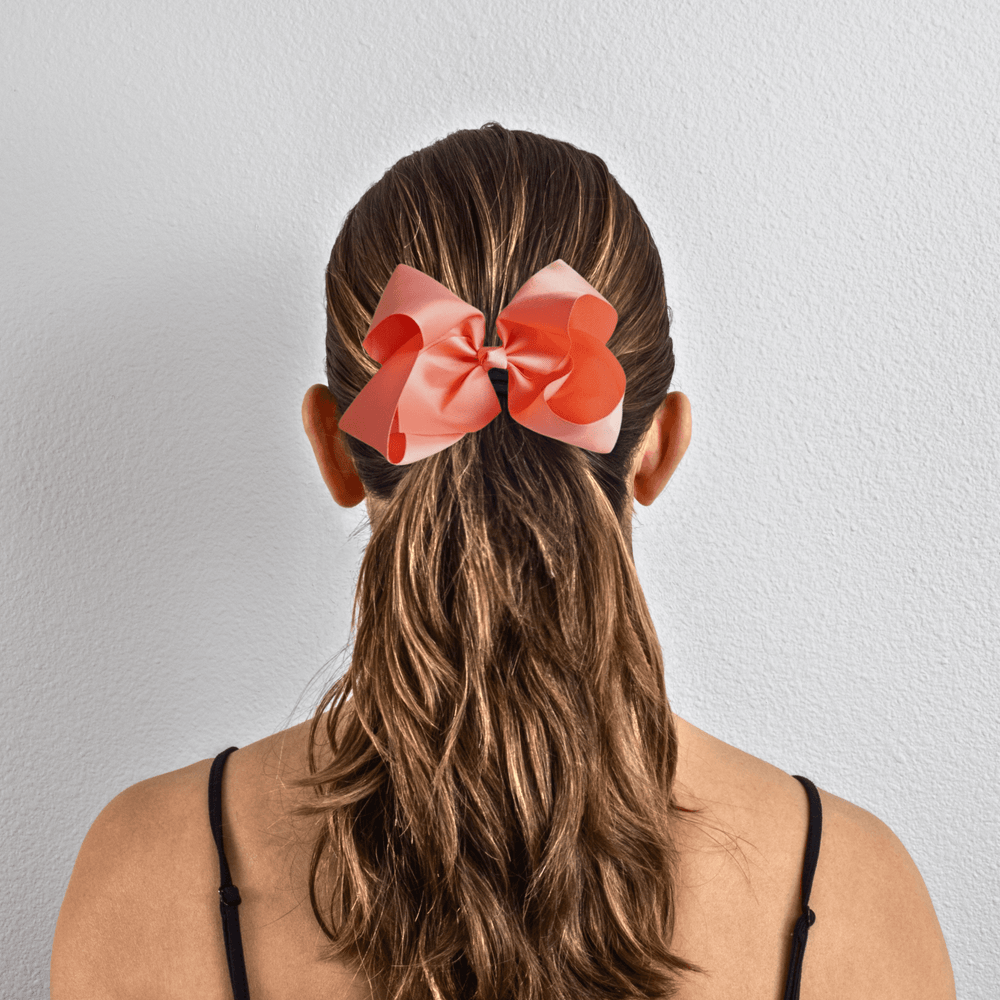 Peach Puff Grosgrain Ribbon Hair Bow - Kofi Kreations