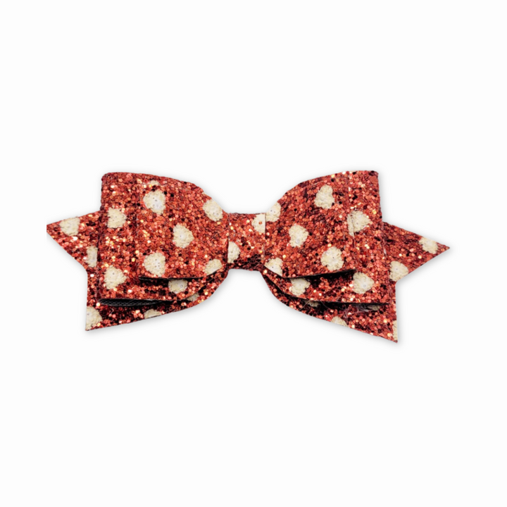 Pepperdine | Pink Hearts Valentine Glitter Hair Bow