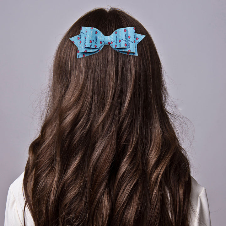 Blue Hearts Love Valentine Hair Bow