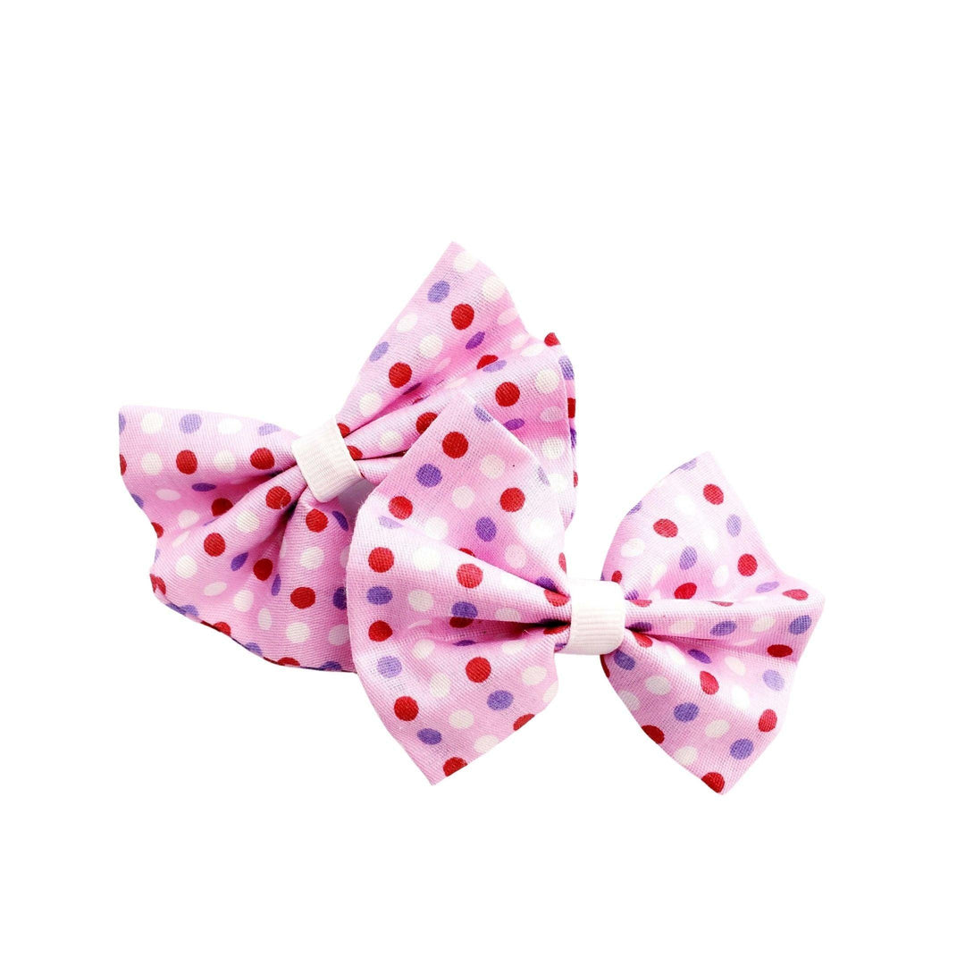 Pink & Red Poke A Dot Hair Bow Clips - Kofi Kreations