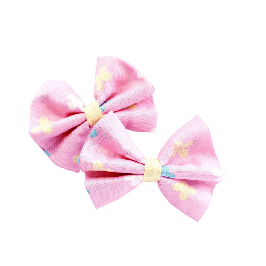 Pink Daisy Hair Bow Clips - Kofi Kreations