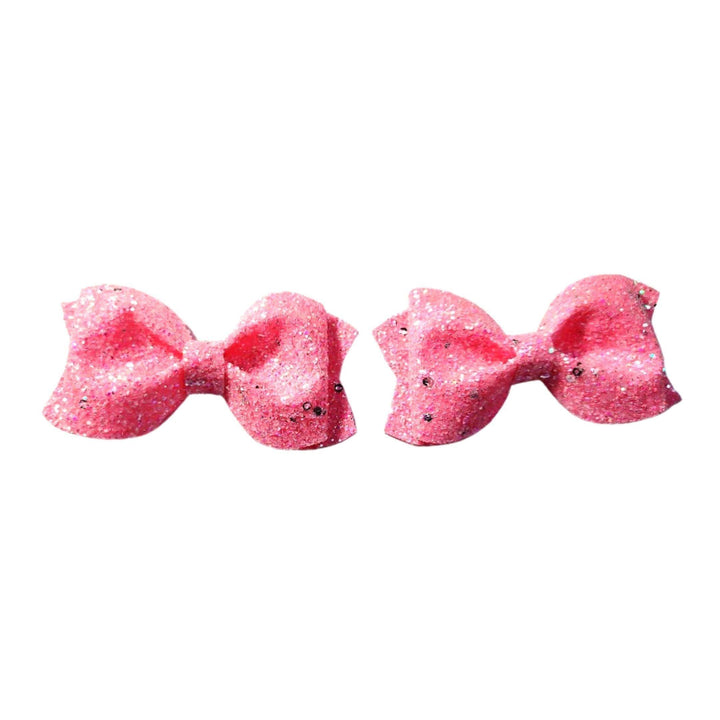 Pink Glitter Pinch Hair Bow - Kofi Kreations
