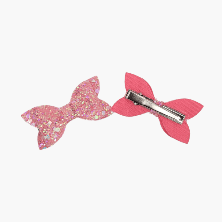 Pink Pigtail Glitter Hair Bows - Kofi Kreations