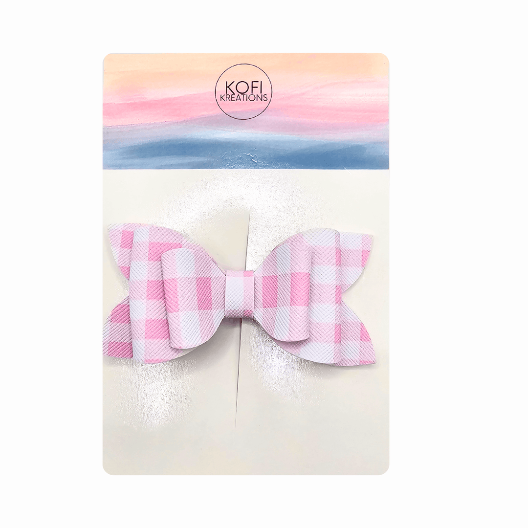 Pink Plaid Hair Bow - Kofi Kreations