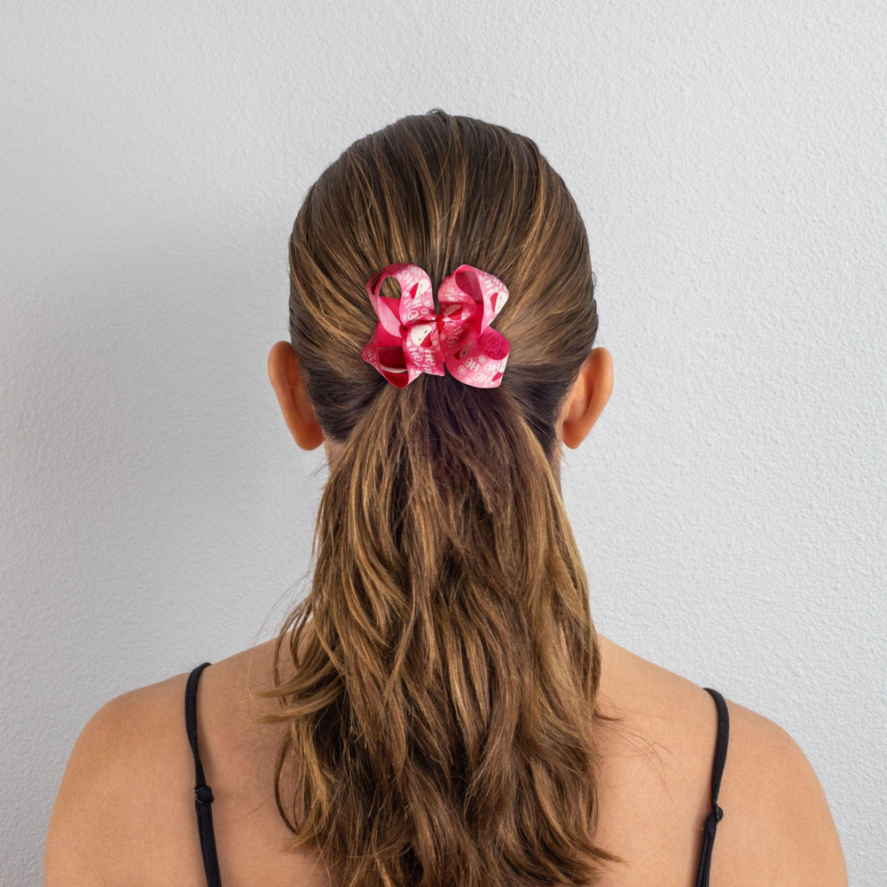 Pink Santa Ribbon Hair Bow - Kofi Kreations