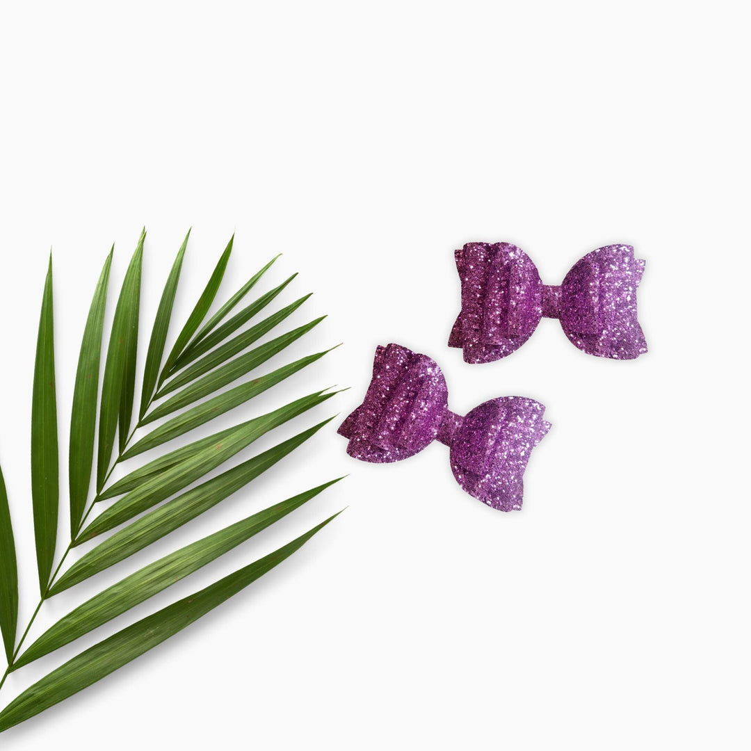 Purple Glitter Josey Hair Bow - Kofi Kreations