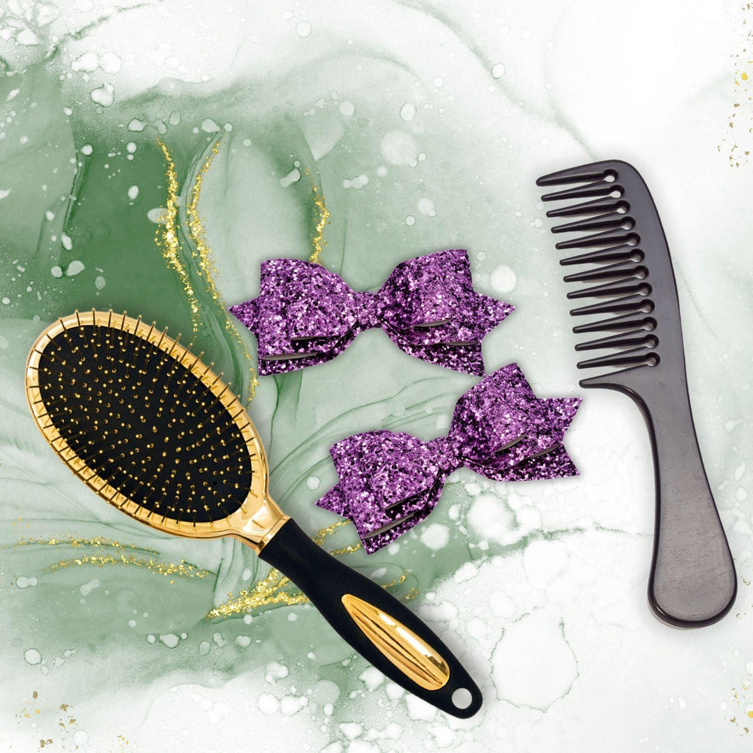 Purple Pepperdine Glitter Hair Bow - Kofi Kreations