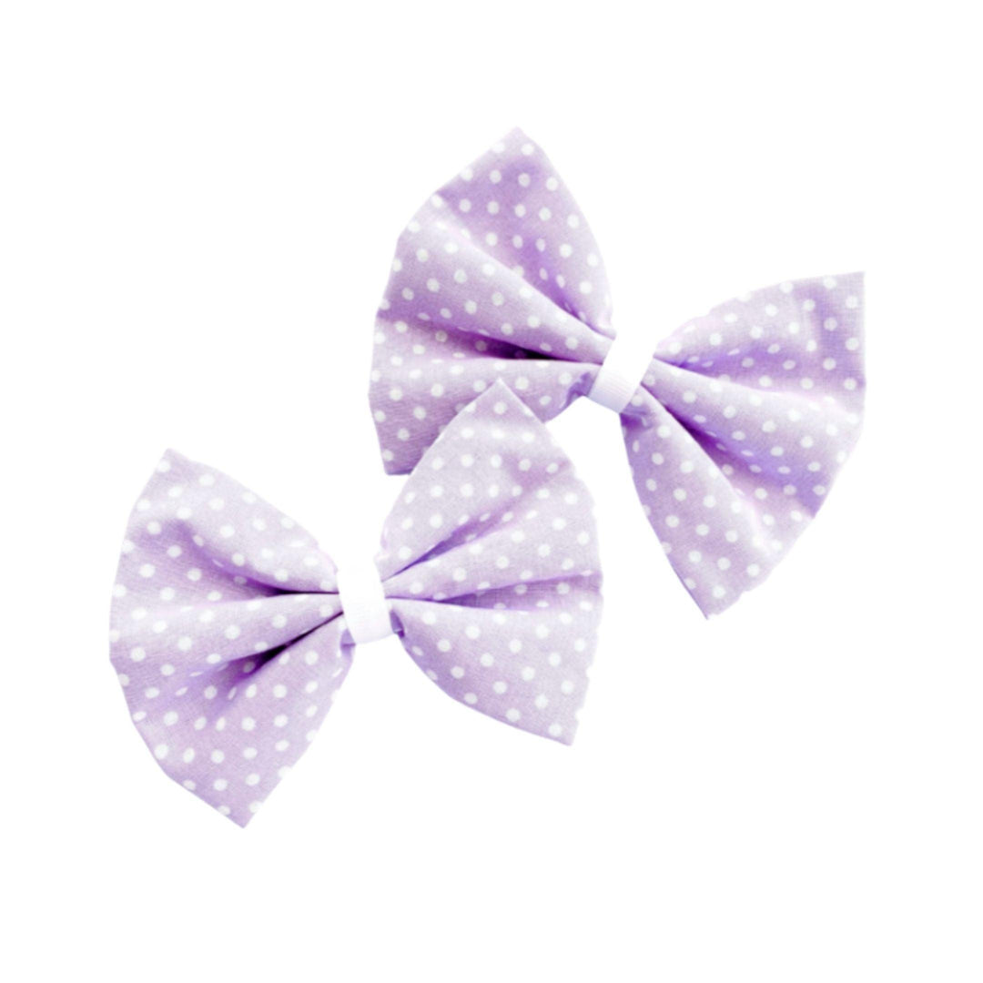 Purple Poke A Dot Hair Bow Clips - Kofi Kreations