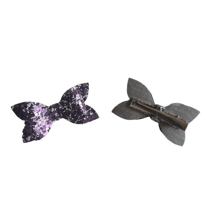 Purplestone Pigtail Glitter Hair Bows - Kofi Kreations