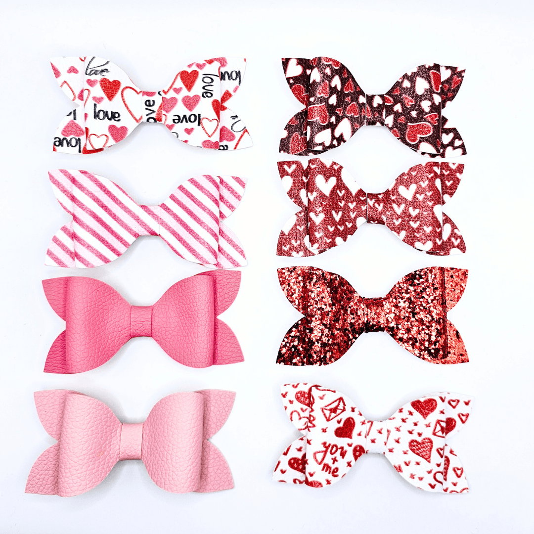 Red & Pink Valentine Hair Bows - Kofi Kreations