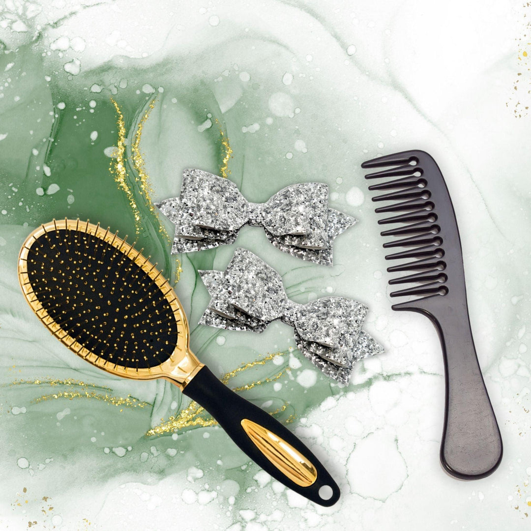 Silver Pepperdine Glitter Hair Bow - Kofi Kreations