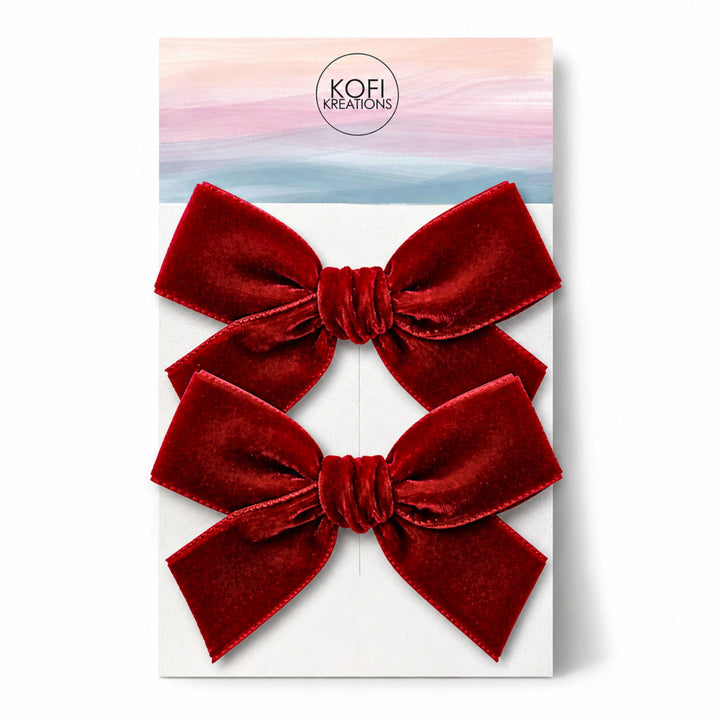 Large Velvet | Pigtail Hair Bows