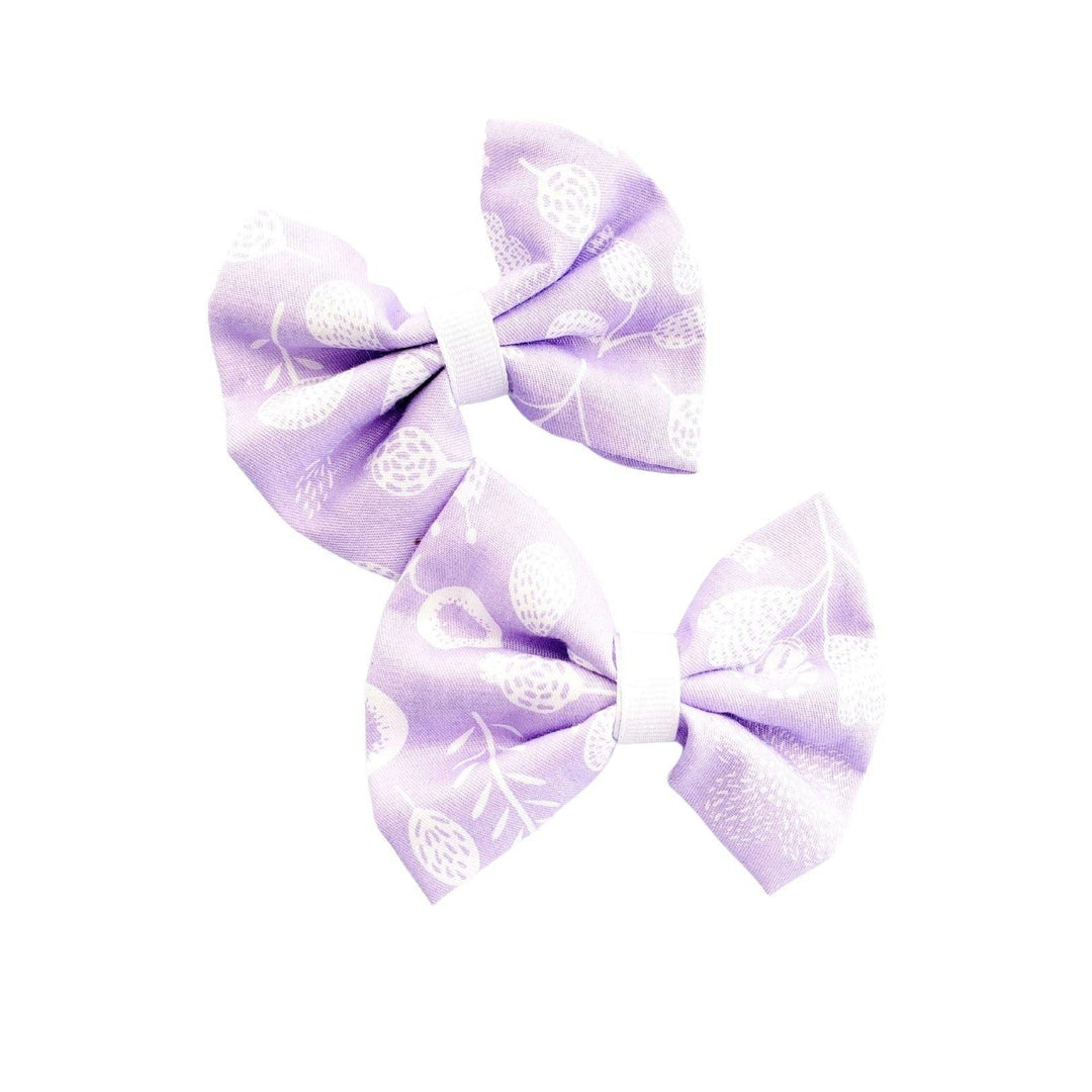 Violet and White Hair Bow Clips - Kofi Kreations